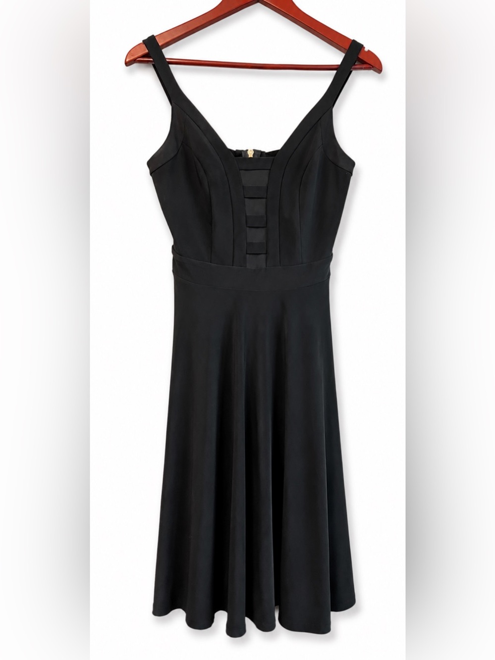 Joseph Ribkoff Black Fit & Flare Mesh Panel Cocktail Dress Size 6 - Picture 3 of 7